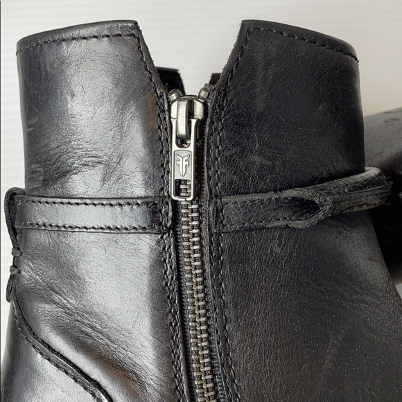Frye Black Leather Ankle Boot with Strap & Buclke (8) - Picture 6 of 12